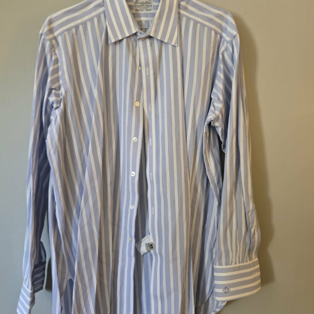 Turnbull & Asser Light Blue and White Striped Dress Shirt